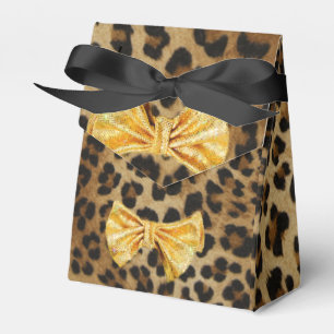 Girly Leopard-Druck mit Bling Goldbogen Geschenkschachtel
