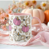 Girly Leopard Pink und White Pumpkins Halloween Tasse