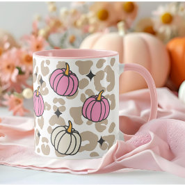 Girly Leopard Pink und White Pumpkins Halloween Tasse