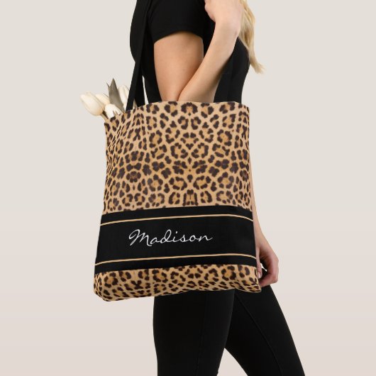 Girly Leopard Print Black Brown stylish Monogram Tasche (Von Nahem)