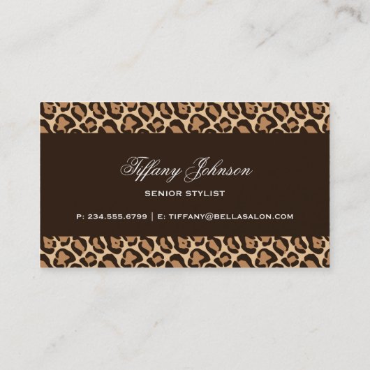 Girly Leopard Print Visitenkarte (Rückseite)