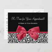 Girly Leopard Salon Ernennung Erinnerung Red Bow Postkarte (Vorne/Hinten)