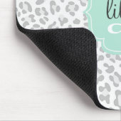Girly Leopard-Silber und tadelloses grünes Mousepad (Ecke)