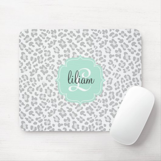Girly Leopard-Silber und tadelloses grünes Mousepad (Mit Mouse)