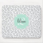 Girly Leopard-Silber und tadelloses grünes Mousepad (Vorne)
