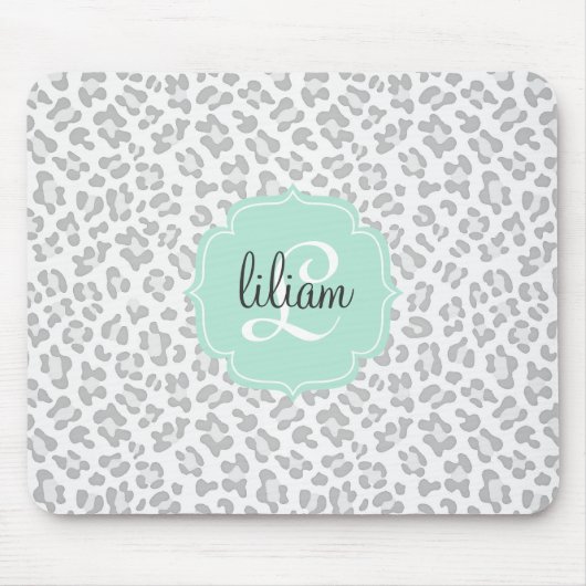Girly Leopard-Silber und tadelloses grünes Mousepad (Vorne)