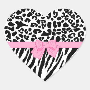 Girly Leopardzebra-Tierdruck und niedlicher rosa Herz-Aufkleber