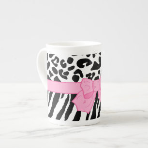 Girly Leopardzebra-Tierdruck und niedlicher rosa Porzellantasse