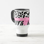 Girly Leopardzebra-Tierdruck und niedlicher rosa Reisebecher (Vorderseite Links)