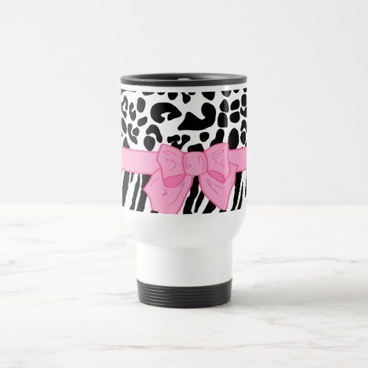 Girly Leopardzebra-Tierdruck und niedlicher rosa Reisebecher (Mittel)