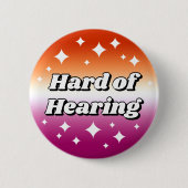 Girly Lesbian Flag Gradient Hard of Hearing Button (Vorderseite)