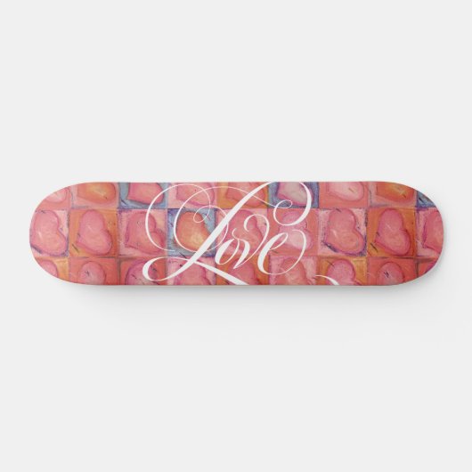 Girly Liebe Hearts Pink Geblüht Kalligrafie Skateboard (Horizontal)