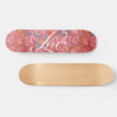Girly Liebe Hearts Pink Geblüht Kalligrafie Skateboard (Horizontal)