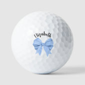 Girly Light Blue Bow Lady Golfer Custom Name Golfball (Vorderseite)