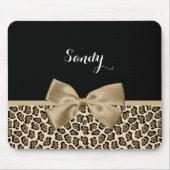 Girly Light Brown Jaguar Niedlich Brown Bow mit Na Mousepad (Vorne)