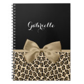 Girly Light Brown Jaguar Niedlich Brown Bow mit Na Notizblock (Vorderseite)