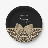 Girly Light Brown Jaguar Niedlich Brown Bow mit Na Pappteller (Vorderseite)