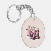 Girly Light Pink Camera Fotografie Personalisiert Schlüsselanhänger (Vorderseite links)