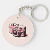 Girly Light Pink Camera Fotografie Personalisiert Schlüsselanhänger (Rückseite)