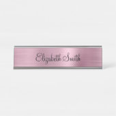 Girly Light Pink Metallic Schreibtischnamensplakette (Vorderseite )