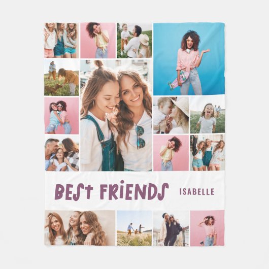 Girly lila 16 Foto bester Freund moderne schlichte Fleecedecke (Vorderseite)