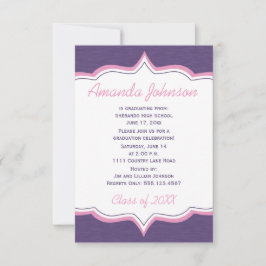 Girly Lila and Pink Graduation Party Einladung