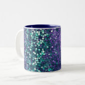 Girly Lila Aqua Mermaid Sparkle Zweifarbige Tasse (Vorderseite Links)