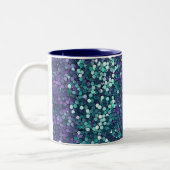 Girly Lila Aqua Mermaid Sparkle Zweifarbige Tasse (Links)