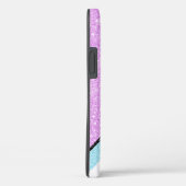 Girly Lila Blue Glitzer Stripe Case-Mate iPhone Hülle (Rückseite / Rechts)