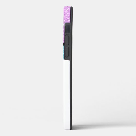 Girly Lila Blue Glitzer Stripe Case-Mate iPhone Hülle (Rückseite / Links)