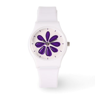 Girly Lila Blume Doodle Armbanduhr