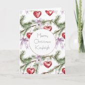 Girly Lila Bows Christmas Tree Branches Hearts Karte (Vorderseite)