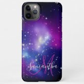 Girly Lila Celestial Foto Monogram iPhone Hülle (Rückseite)