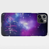 Girly Lila Celestial Foto Monogram iPhone Hülle (Rückseite (Horizontal))