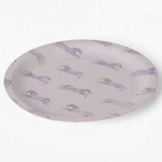 Girly Lila Classic Pferde Pappteller (Schrägansicht)