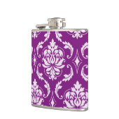 Girly lila Damast-Muster Flachmann (Links)