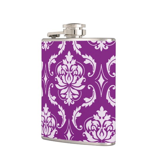 Girly lila Damast-Muster Flachmann (Links)