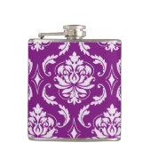 Girly lila Damast-Muster Flachmann (Vorderseite)