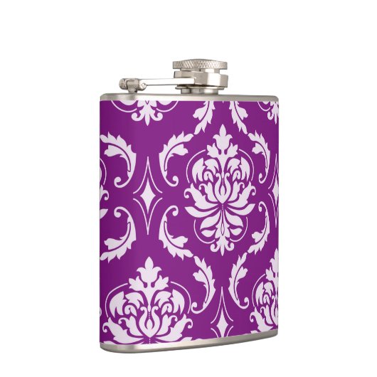 Girly lila Damast-Muster Flachmann (Rechts)