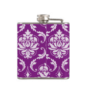 Girly lila Damast-Muster Flachmann (Rückseite)