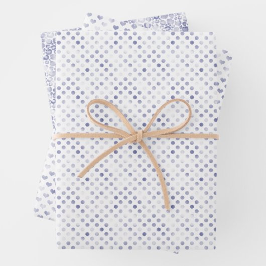 Girly Lila Dots Hearts Leopard Print Geschenkpapier Set (Beispiel)