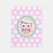 Girly lila Eulen-Winter-hellpurpurne Polka-Punkte Fleecedecke (Vorderseite)