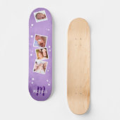Girly Lila Family Foto Collage Skateboard (Vorderseite)