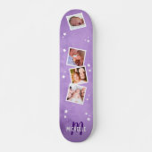 Girly Lila Family Foto Collage Skateboard (Vorne)