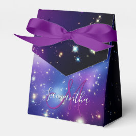 Girly Lila Galaxy Celestial Monogram Geschenkschachtel