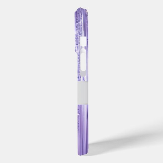 Girly Lila Glam Glitzy Tinsel Stripes Case-Mate iPhone Hülle (Rückseite / Links)