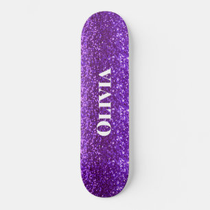 Girly Lila Glitzer Glam Bling Modern Skateboard