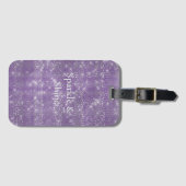 Girly Lila Glitzy Sparkle Gepäckanhänger (Vorderseite (Horizontal))