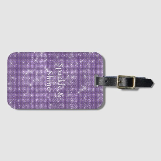 Girly Lila Glitzy Sparkle Gepäckanhänger (Vorderseite (Horizontal))
