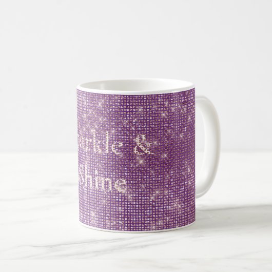 Girly Lila Glitzy Sparkle Kaffeetasse (VorderseiteRechts)